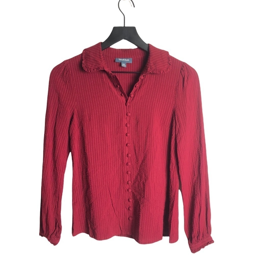 ModCloth Maroon Button Down Shirt XS